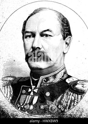 Eduard Ivanovich Totleben, talvolta traslitterato come Todleben, 20 maggio 1818 - 1 luglio 1884, era un tedesco del Baltico ingegnere militare e Imperial esercito russo generale, la Germania, la riproduzione di un immagine, xilografia a partire dall'anno 1881, digitale migliorata Foto Stock