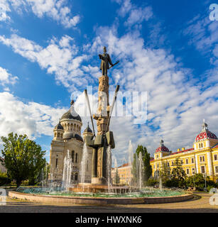 Statua di Stephen Bocskay e Cattedrale di Cluj-Napoca, Romania Foto Stock