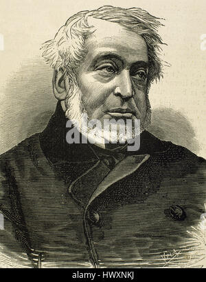 Il barone Lionel Nathan de Rothschild (1808-1879). British Banker, politico e filantropo. Ritratto. Incisione. Foto Stock