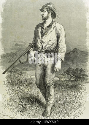 Henry Morton Stanley (1841-1904). Giornalista britannico e di explorer. Ritratto. Incisione. Foto Stock