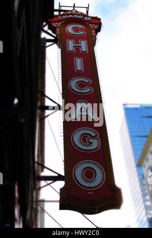 L'iconico Teatro di Chicago segno su State Street in Chicago, IL Foto Stock