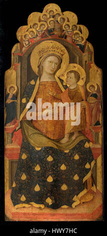 "Madonna in Trono col bambino" di Stefano di Sant'Agnese è un dipinto a tempera su tavola del post-1385, di 138 x 60 cm, ospitato nel Museo Correr di Venezia. Foto Stock