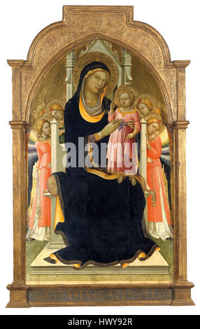 6 Lorenzo Monaco, la Vergine col Bambino in trono con sei angeli, 1415 20 Museo Thyssen Bornemisza Foto Stock