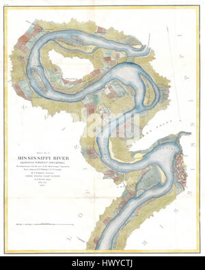 1864 U.S.C.S. Grafico del fiume Mississippi Grand Golfo di nuovo Cartago (Jefferson Davis Plantation) Geographicus MissRive2Col USCS 1864 Foto Stock