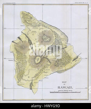 1883 U.S.G.S. Mappa di Isola di Hawaii Geographicus HawaiiHawaii2 USGS 1883 Foto Stock