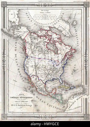 1852 Bocage mappa del Nord America Geographicus AmeriqueSept bocage 1852 Foto Stock