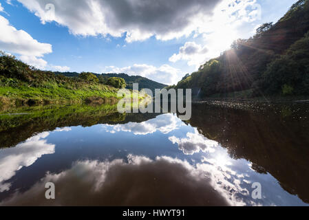 Wye Valley vista dal ponte Bigsweir Foto Stock