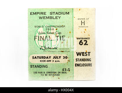 Un biglietto dal 1966 finale di Coppa del mondo dove Inghilterra ha battuto la Germania Ovest 4-2 Foto Stock