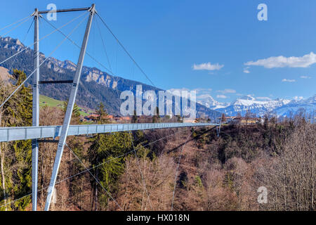 Panorama ponte, Sigriswil, il lago di Thun, Berna, Svizzera, Europa Foto Stock