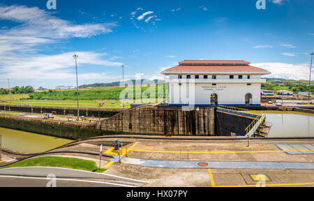 Miraflores Locks al Canale di Panama - Panama City, Panama Foto Stock