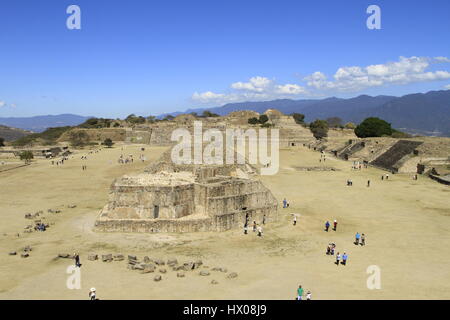 Monte Alban, Pre-Colombian sito archeologico, Oaxaca, Messico Foto Stock