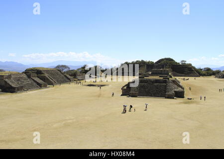 Monte Alban, Pre-Colombian sito archeologico, Oaxaca, Messico Foto Stock