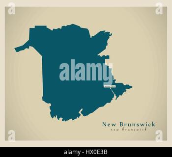Mappa moderno - New Brunswick CA Illustrazione Vettoriale