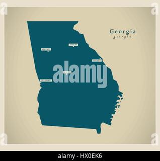Mappa moderno - Georgia USA Illustrazione Vettoriale