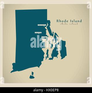 Mappa moderno - Rhode Island USA Illustrazione Vettoriale