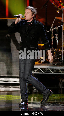 Cantante Simon Lebon dei Duran Duran esegue al 2007 American Music Awards presso il Nokia Center di Los Angeles Domenica, nov. 18, 2007. Photo credit: Francesco Specker Foto Stock