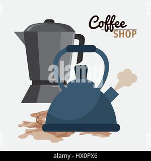 Coffee shop maker macchina pot Illustrazione Vettoriale