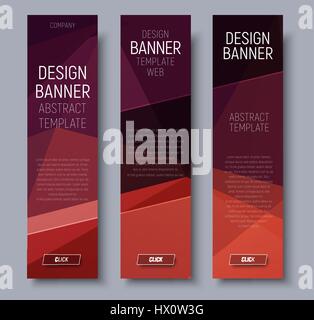 Impostare banner verticale marrone con sfondo poligonale e trasparente degli elementi diagonali. Illustrazione Vettoriale. Impostare Illustrazione Vettoriale