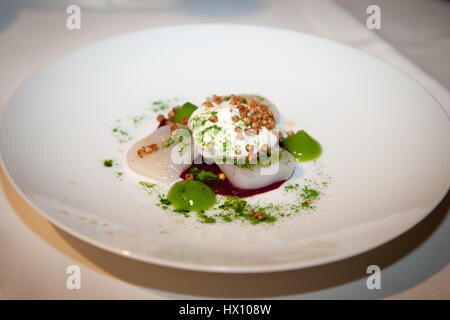 Capesante dello chef stella Michelin Tom Wickboldt Foto Stock