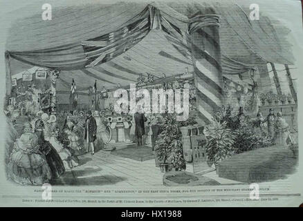 Fancy bazaar a bordo del monarca e Agamennone in East India Docks, per il beneficio del marinaio mercantile dell'asilo, Foto Stock