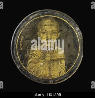 Questo ritratto è un finto pezzo di vetro d'oro, ospitato nel British Museum. L'opera imita l'antica tecnica del vetro d'oro, utilizzata nell'antichità per creare immagini di figure degne di nota. Foto Stock