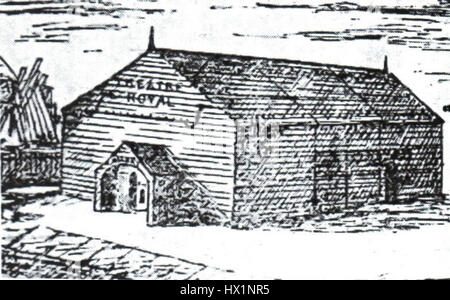 Il primo St. Helens Theatre Royal, un teatro vittoriano della fine del XIX secolo, in un disegno d'epoca. Foto Stock