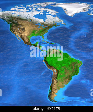 Dettagliata vista satellitare della terra e dei suoi landforms. Nord e Sud America map. Gli elementi di questa immagine fornita dalla NASA Foto Stock