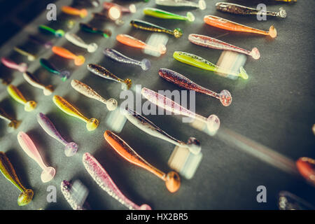 Immagine ravvicinata di molti jelly esche artificiali. Foto Stock