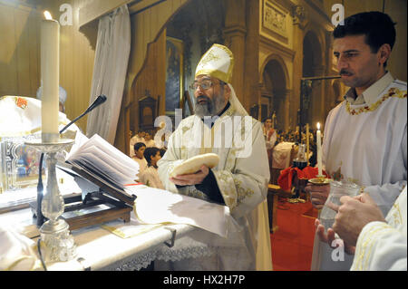 Milano (Italia), la messa di Natale nella egiziani di Chiesa copta ortodossa di San Marco Foto Stock