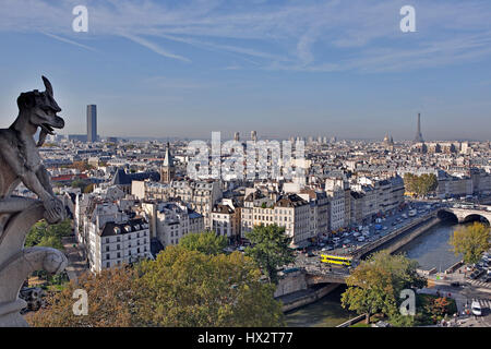 Parigi (Francia): la città capitale visto dalla cattedrale di Notre Dame Foto Stock