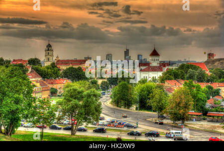 Vista serale di Vilnius, Lituania Foto Stock