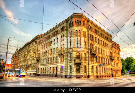 Edifici nel centro di Riga, Lettonia Foto Stock