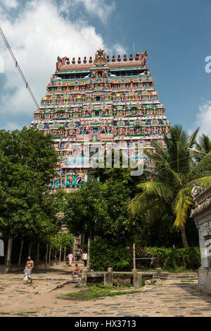 Tempio Nataraja, Gopuram o torre di porta, Chidambaram, Tamil Nadu, India Foto Stock