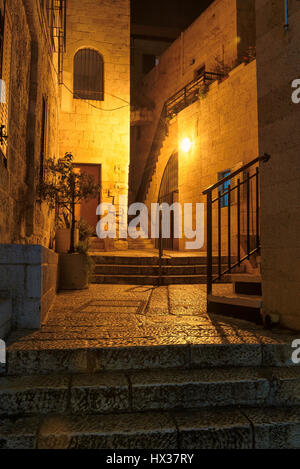 Strada notte in Gerusalemme la città vecchia, Israele. Foto Stock