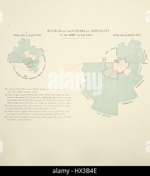 Diagrammi che mostrano le cause di mortalità in British Army durante la Guerra di Crimea in 'contributo alla storia sanitaria dell'esercito britannico durante la fine di una guerra con la Russia " di Florence Nightingale (1820-1910), 1859. La cortesia Libreria Nazionale di Medicina. Foto Stock