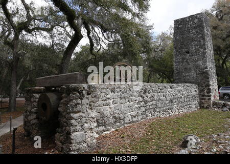 Zucchero Yulee rovine del Mulino storico Parco di Stato Foto Stock