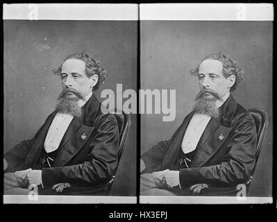 A mezza lunghezza seduto ritratto di eminente scrittore inglese Charles Dickens, 1863. Immagine cortesia archivi nazionali. Foto Stock