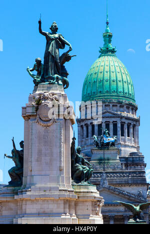 Dettaglio del bronzo-cupola placcata in Argentina di congresso nazionale. Buenos Aires, Argentina. Foto Stock