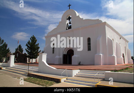 Centro storico di San Elizario cappella lungo la El Paso Sentiero di missione nello Stato del Texas Foto Stock