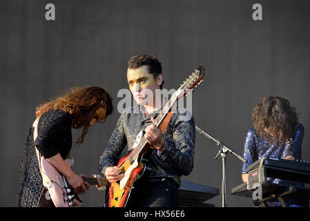 BENICASSIM, Spagna - Lug 17: Moodoid (rock psichedelico fusion band) in concerto a FIB Festival il 17 luglio 2015 a Benicassim, Spagna. Foto Stock