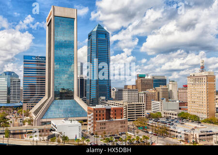 I moderni grattacieli in Downtown Jacksonville, Florida. Foto Stock