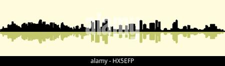 Silhouette skyline della città di Miami, Florida, Stati Uniti d'America. Illustrazione Vettoriale