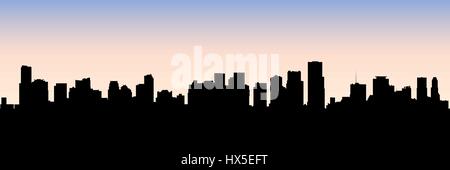 Silhouette skyline della città di Miami, Florida, Stati Uniti d'America. Illustrazione Vettoriale