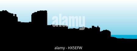 Silhouette skyline della città di Miami, Florida, Stati Uniti d'America. Illustrazione Vettoriale