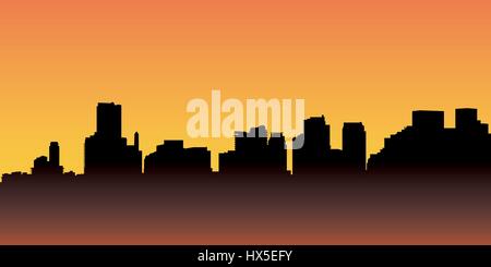 Silhouette skyline della città di Miami, Florida, Stati Uniti d'America. Illustrazione Vettoriale