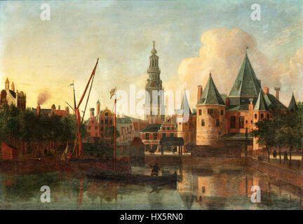 Il Nieuwemarkt, Amsterdam, dal Geldersekade con la torre della Zuiderkerk al di là di Gerrit Adriaensz. Berckheyde (Haarlem 1638 1698) Foto Stock