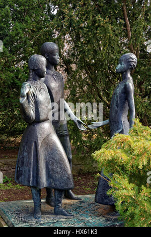 La scultura di pionieri a Erfurt, Germania Foto Stock