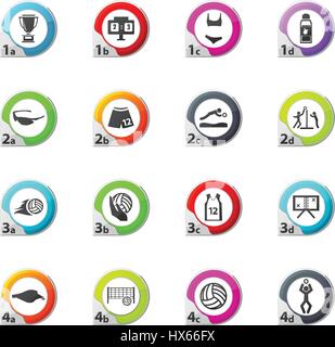 La pallavolo web icone per la progettazione di interfacce utente Illustrazione Vettoriale