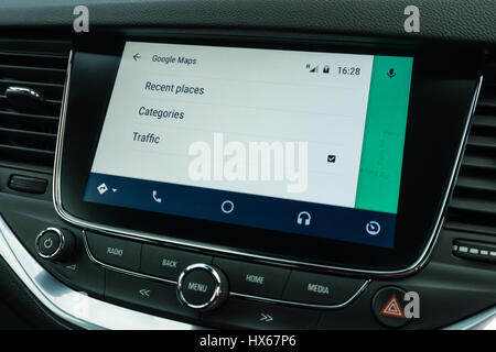 Android Auto Auto veicolo interfaccia di navigazione Foto Stock