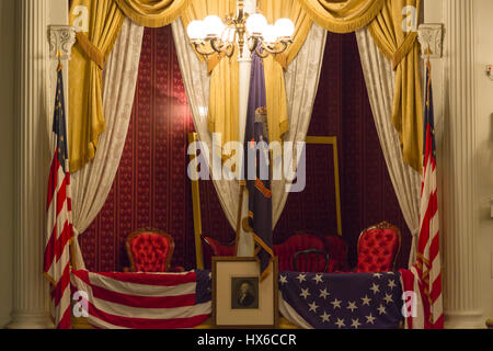 Abraham Lincoln il palco presidenziale in Ford's Theatre, Washington, DC, Stati Uniti d'America Foto Stock